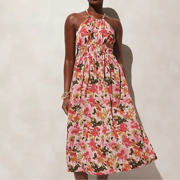 J crew Halter-neck cross-back dress in floral cotton voile - Picture 1 of 5